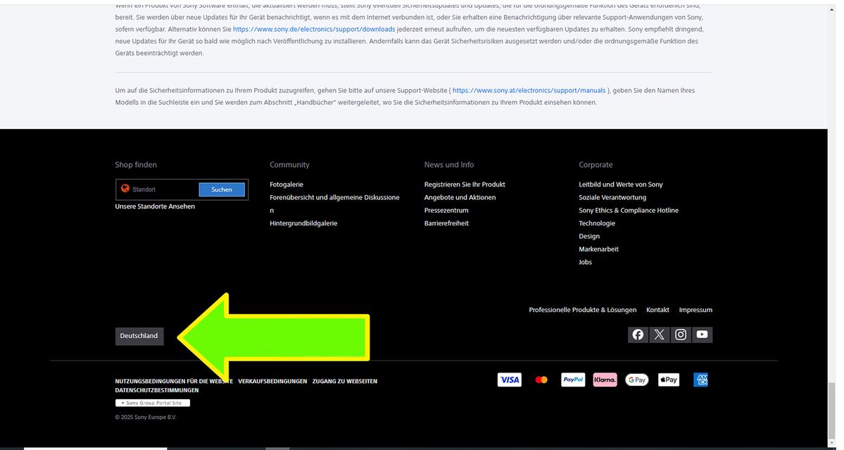 Die Spracheinstellungen auf der Sony Seite befindet sich hier ! / (NL) De taalinstellingen op de Sony-website bevinden zich hier!